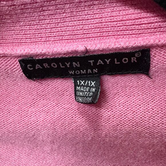 Women's Vintage Plus Size Caroline Taylor Pink Sweater with Neck Tie size 1X - Picture 6 of 8